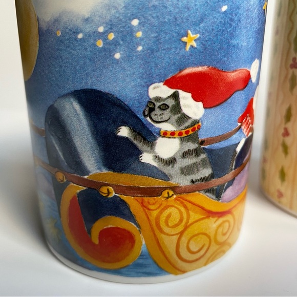 Cat Christmas Mugs Set Of 2 Santa Coffee Holiday Mug Cypress Point Trading Co - Picture 4 of 16